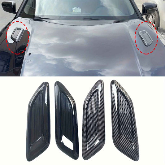 3pcs Automotive Airflow Decoration Air Inlet Cover Small Cover Ventilation Port Stickers Cover Cover Leaf Plates on Both Sides+Middle hood Air Outlet, Suitable for Any Flat bottomed Cover Vehicle