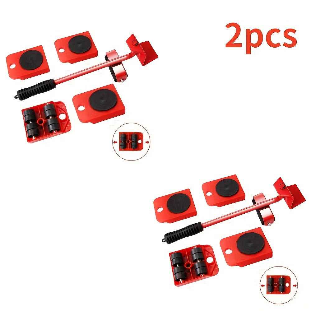 5pcs Heavy-Duty Furniture Lifter Set, Metal Furniture Moving Rollers with 360-Degree Rotating Pads, Easy Glide Sofa and Appliance Mover Tool Kit