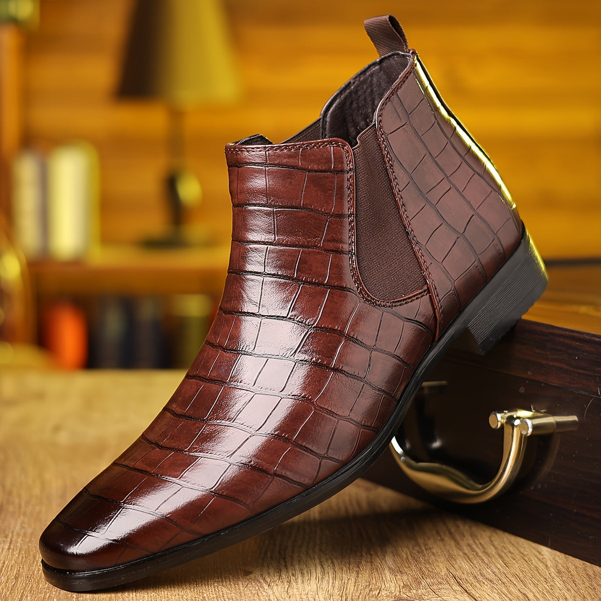 Bottines Chelsea à carreaux pour homme, grandes tailles, résistantes à l'usure