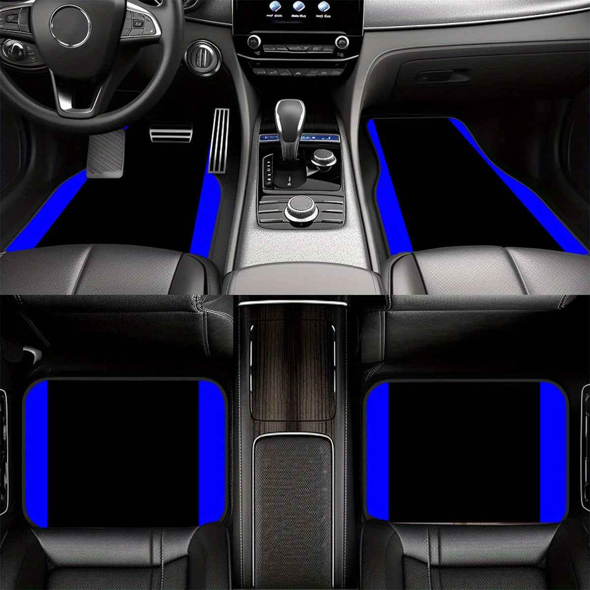 4pcs Non-Slip Car Floor Mats with Colorful Striped Design - Durable Polyester, Fit for Sedans & SUVs, Protects Interior, Stylish Black & Orange Pattern, Easy to Clean, Car Floor Protection | Stylish Floor Mat | Nonslip Backin