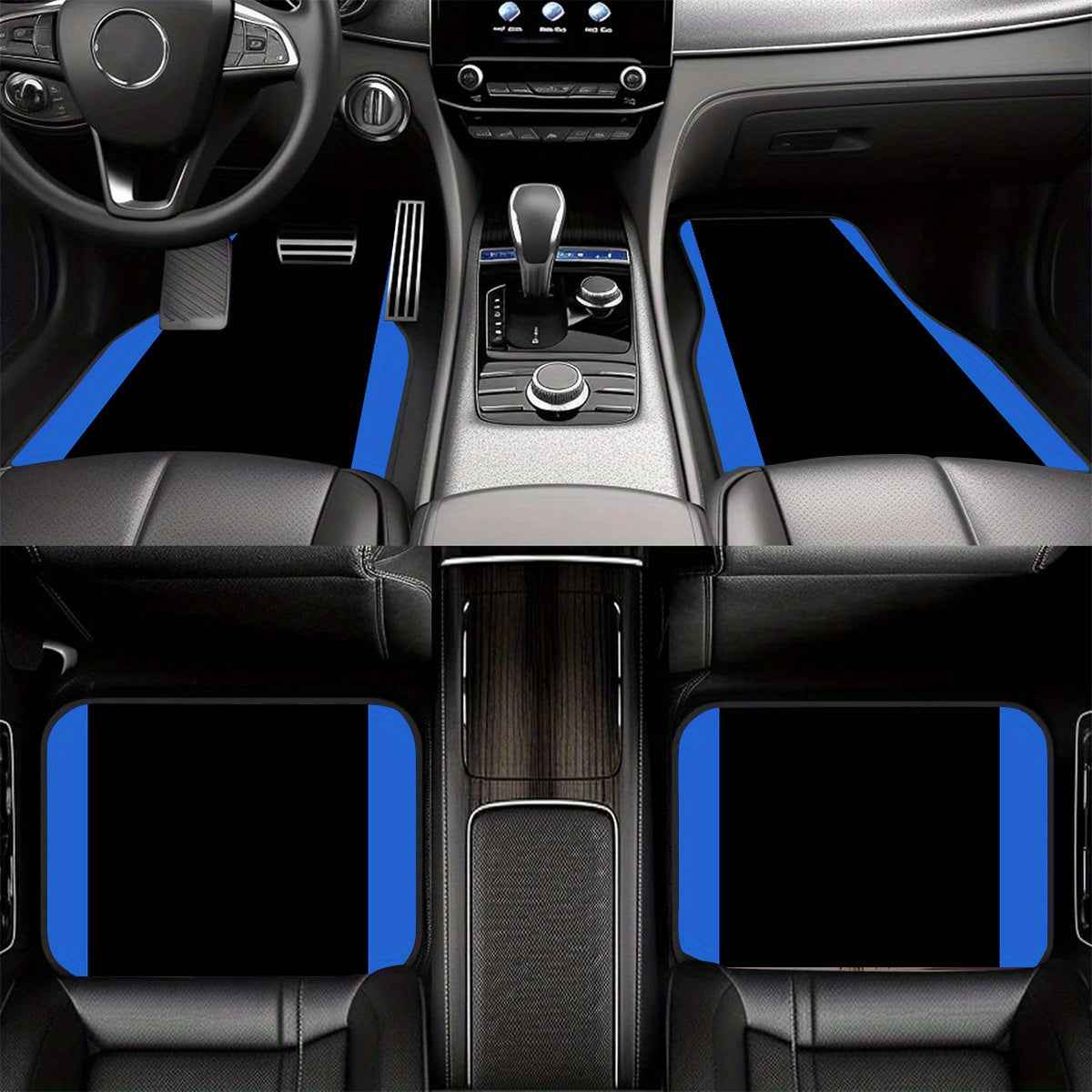 4pcs Non-Slip Car Floor Mats with Colorful Striped Design - Durable Polyester, Fit for Sedans & SUVs, Protects Interior, Stylish Black & Orange Pattern, Easy to Clean, Car Floor Protection | Stylish Floor Mat | Nonslip Backin