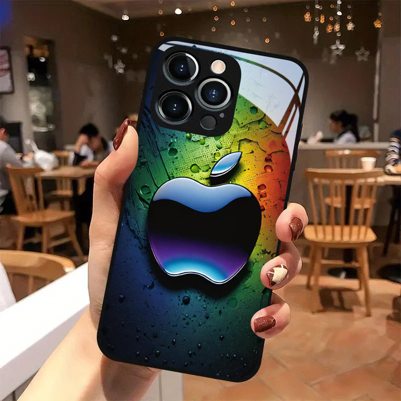 Un nouveau design de coque Apple sur un fond coloré