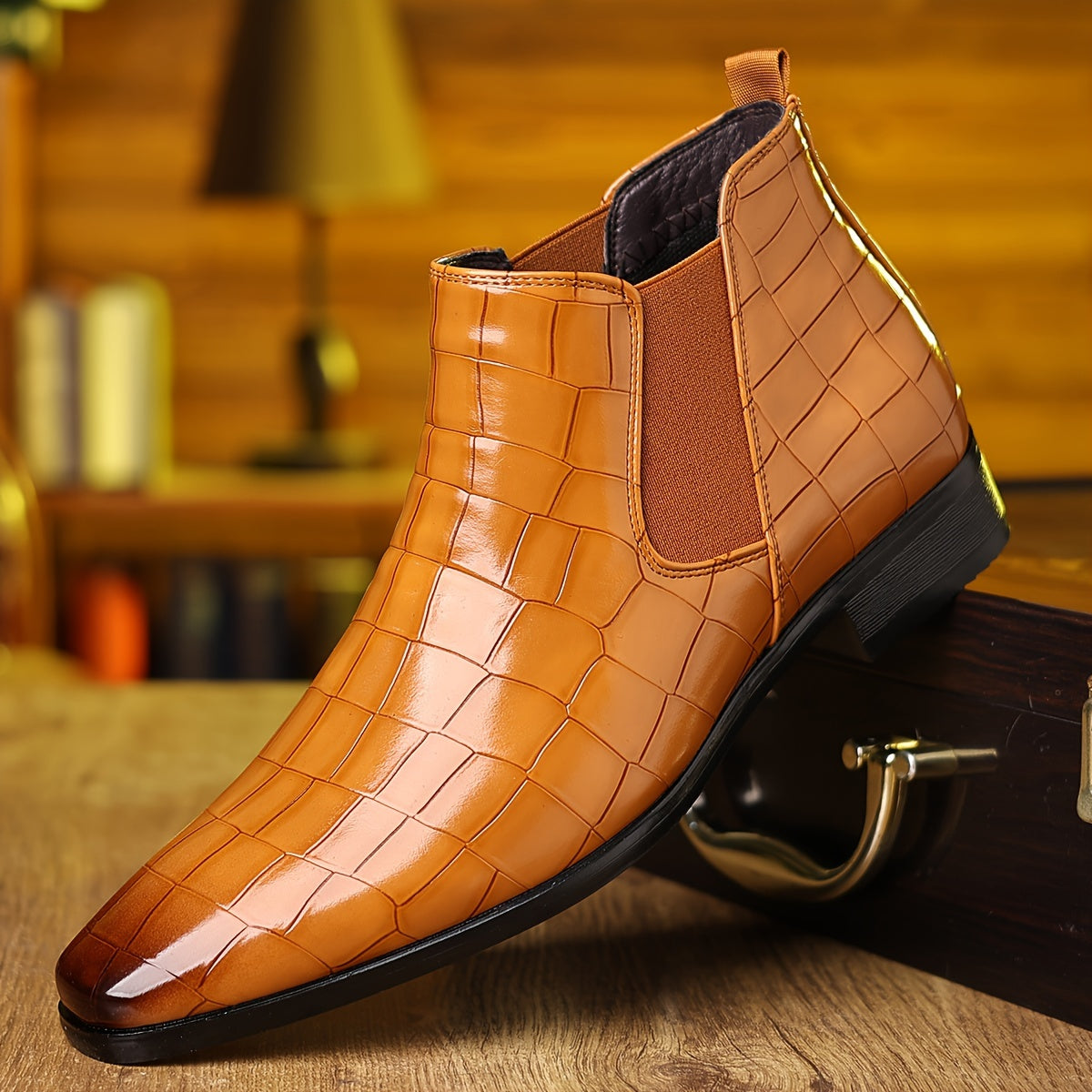 Bottines Chelsea à carreaux pour homme, grandes tailles, résistantes à l'usure