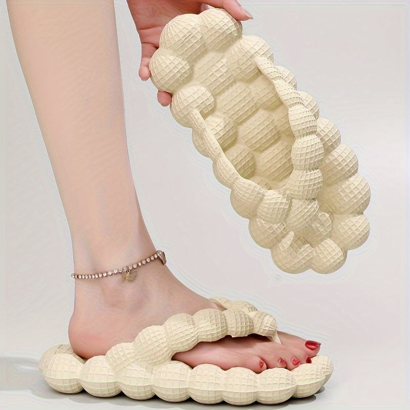 Women's Solid Color Bubble Slides, Trendy EVA Summer Flip Flops, Indoor & Outdoor Beach Slide Shoes - Topdecheztop.fr