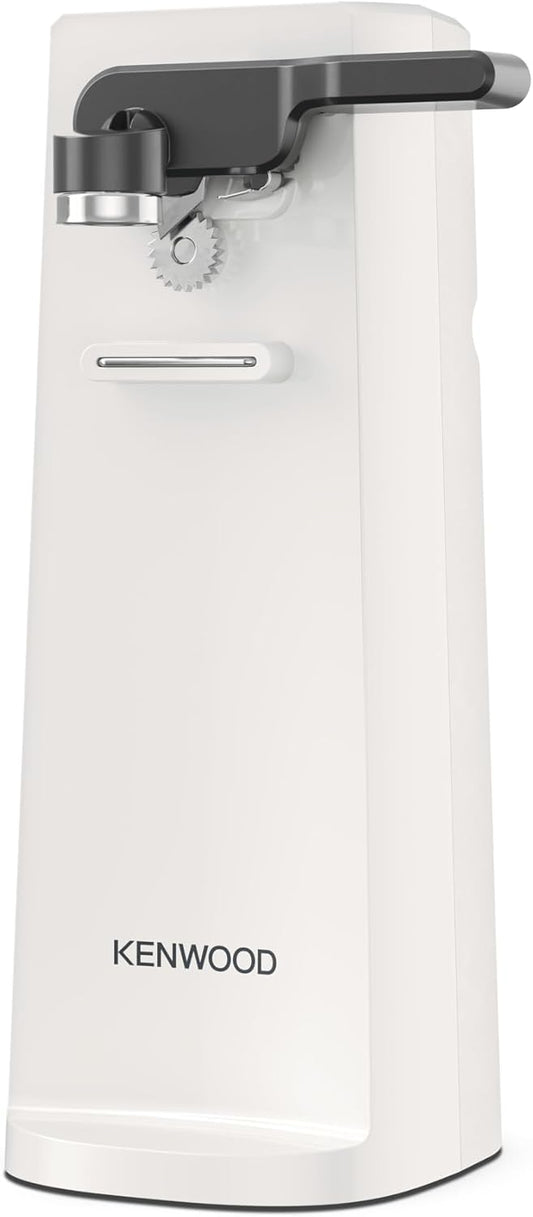 Kenwood CAP80.000WH Ouvre-boîte électrique multifonction 3 en 1 avec aiguiseur de couteaux intégré, ouvre-boîte et décapsuleur, avec enrouleur de câble, blanc