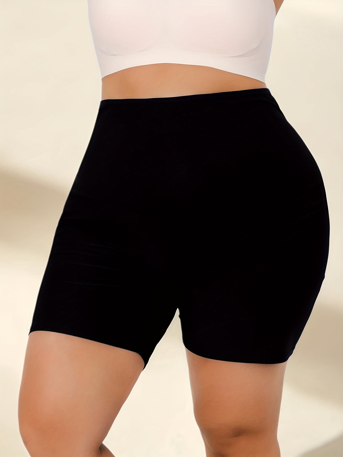 1pc Plus Size Women's Solid Color Sauna Sports Shorts, Tight Fitness Training Shapewear Pants, High Waist Gym Compression Shorts, Sauna Leggings - Topdecheztop.fr