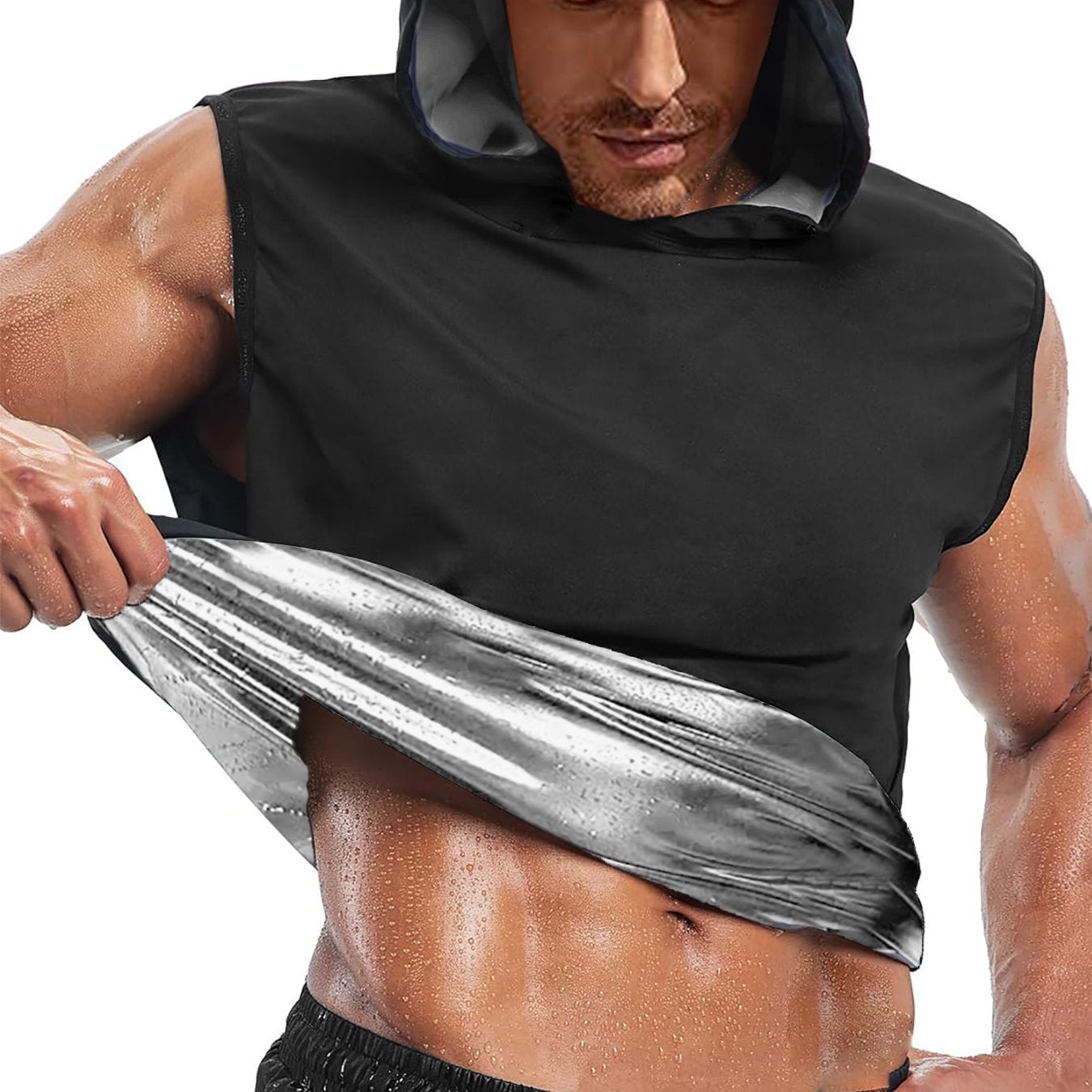 2025 UPGRADED Men'S Hooded Sweatshirt Vest - Heat Trapping Pullover for Gym & Exercise - Compression Top with Adjustable Straps, Ideal for Sauna & Cold Weather - Gift for Father or Boyfriend, Gym Wear | Adjustable Strap Vest - Topdecheztop.fr