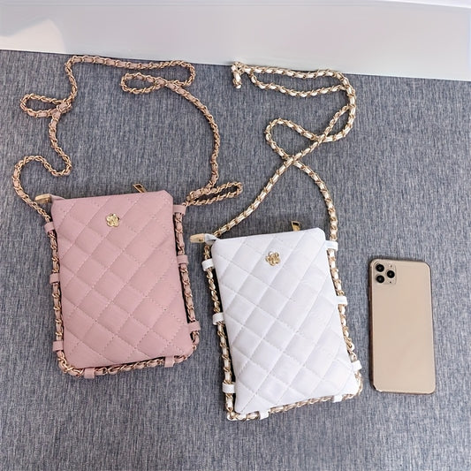 Sac bandoulière léger à motif losanges, petit sac tendance pour téléphone portable, sac bandoulière à bandoulière pour femme