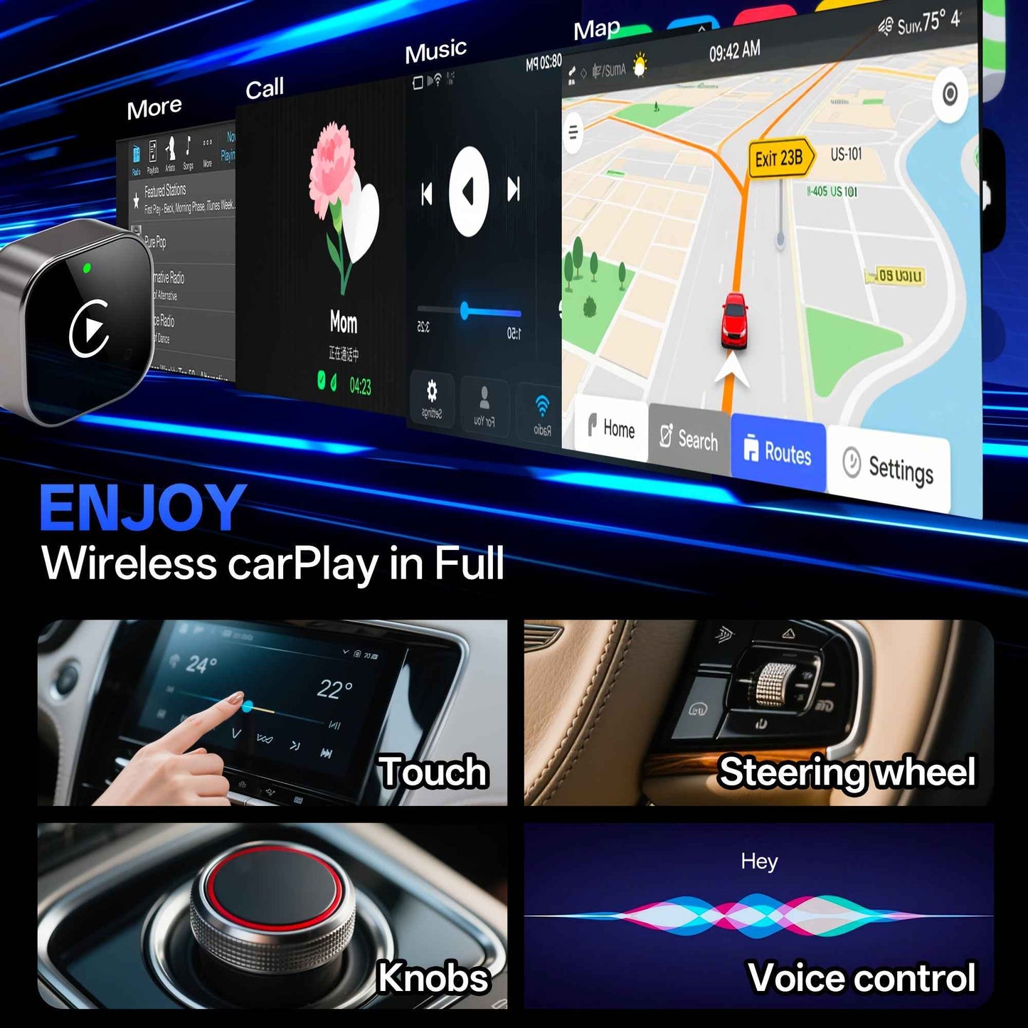 Adaptateur sans fil 2 en 1 CarPlay et Android Auto - Connexion automatique