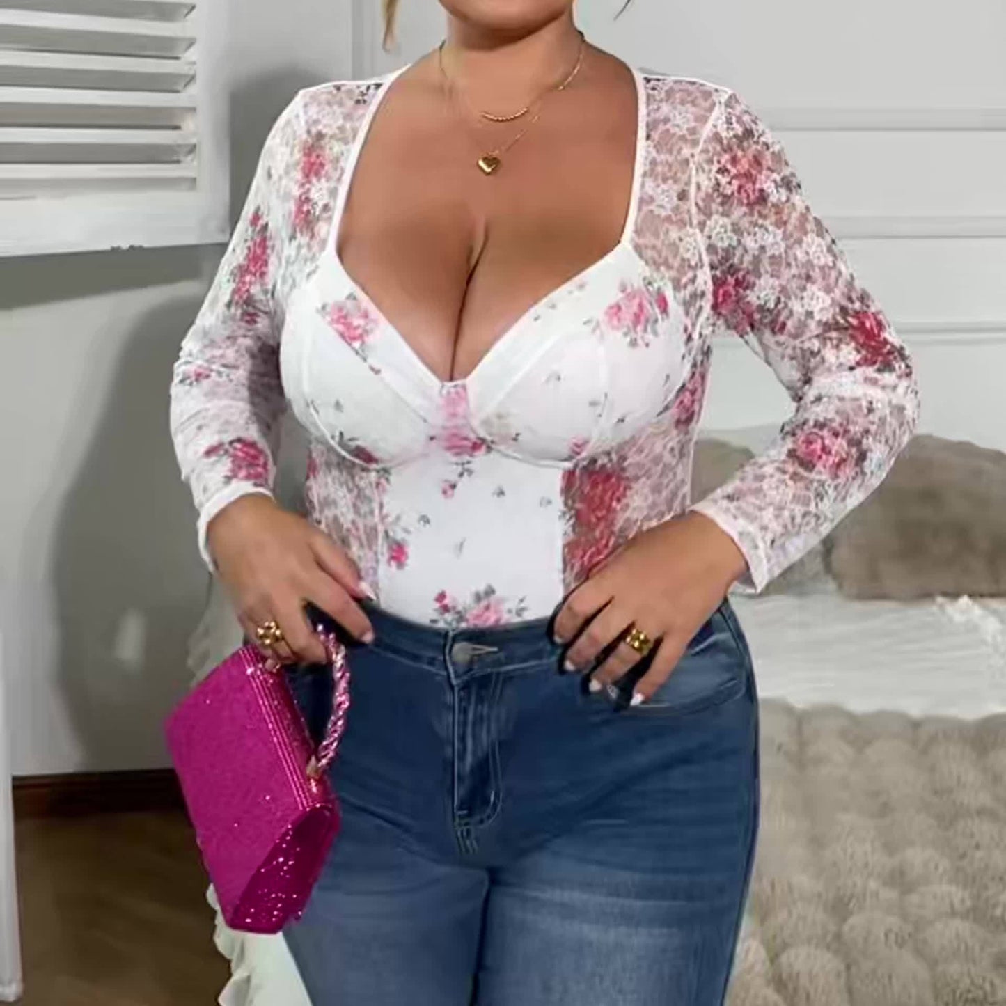 Body en dentelle vintage française grande taille pour femme