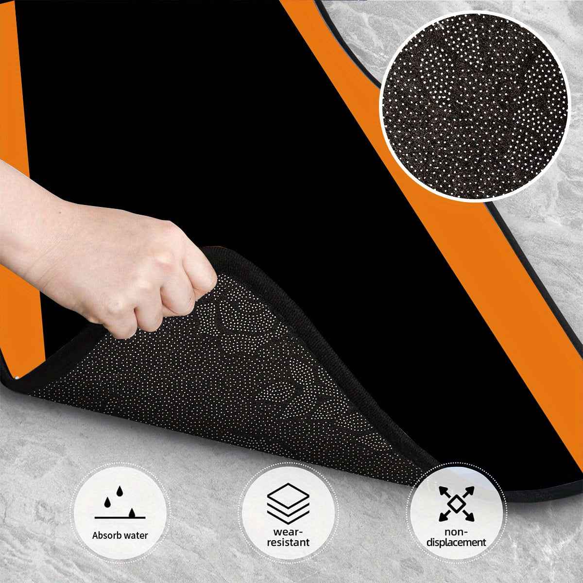 4pcs Non-Slip Car Floor Mats with Colorful Striped Design - Durable Polyester, Fit for Sedans & SUVs, Protects Interior, Stylish Black & Orange Pattern, Easy to Clean, Car Floor Protection | Stylish Floor Mat | Nonslip Backin