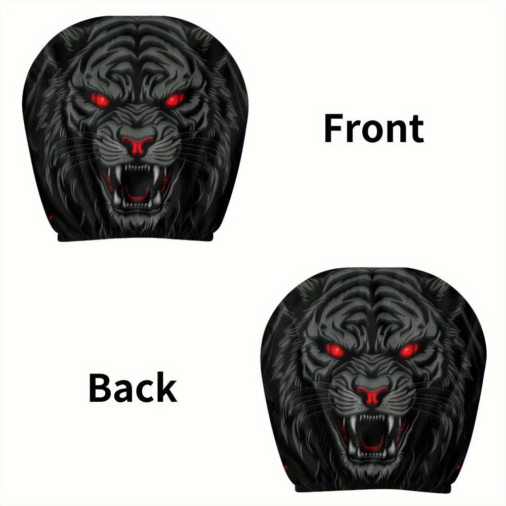 Lot de 2 housses d'appuie-tête de voiture élégantes, motif tigre noir