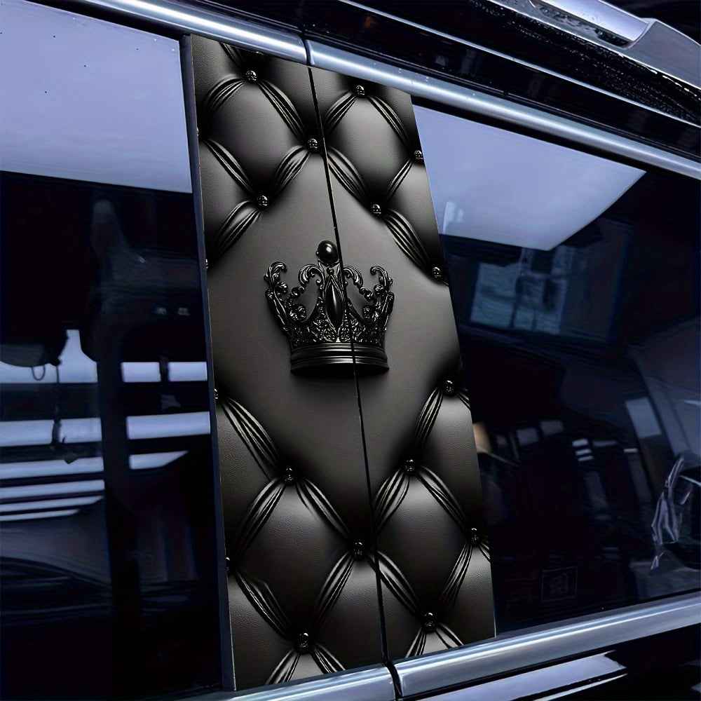 2pcs Crown Design Car Decals - Self-Adhesive Vinyl Stickers with Semi-Matte Finish, Left Side Application for Plastic/Glass/Metal Surfaces, Cartoon Pattern Regal Decor for All Vehicles & Car Models, Car Accessories Stickers,
