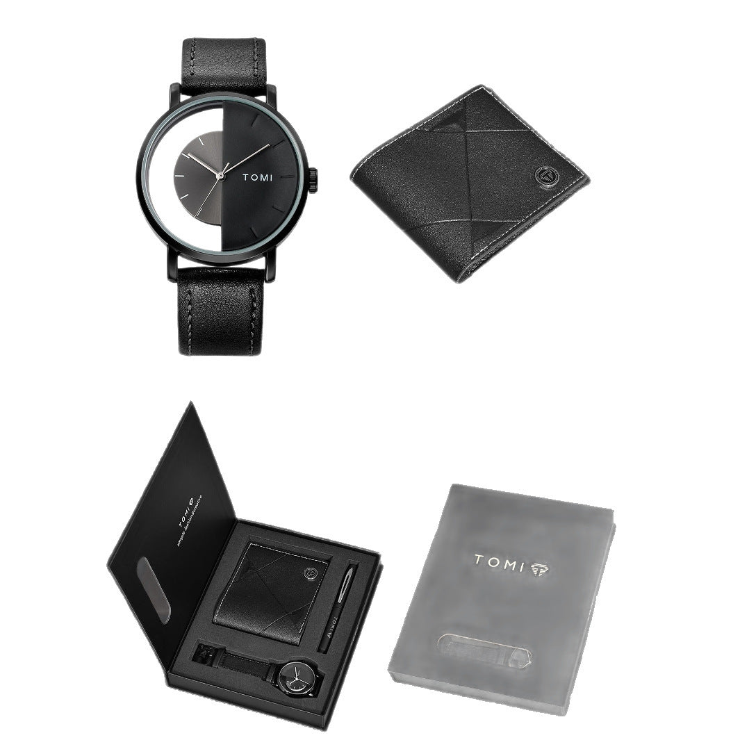 Montre à quartz pour homme, coffret cadeau affaires.