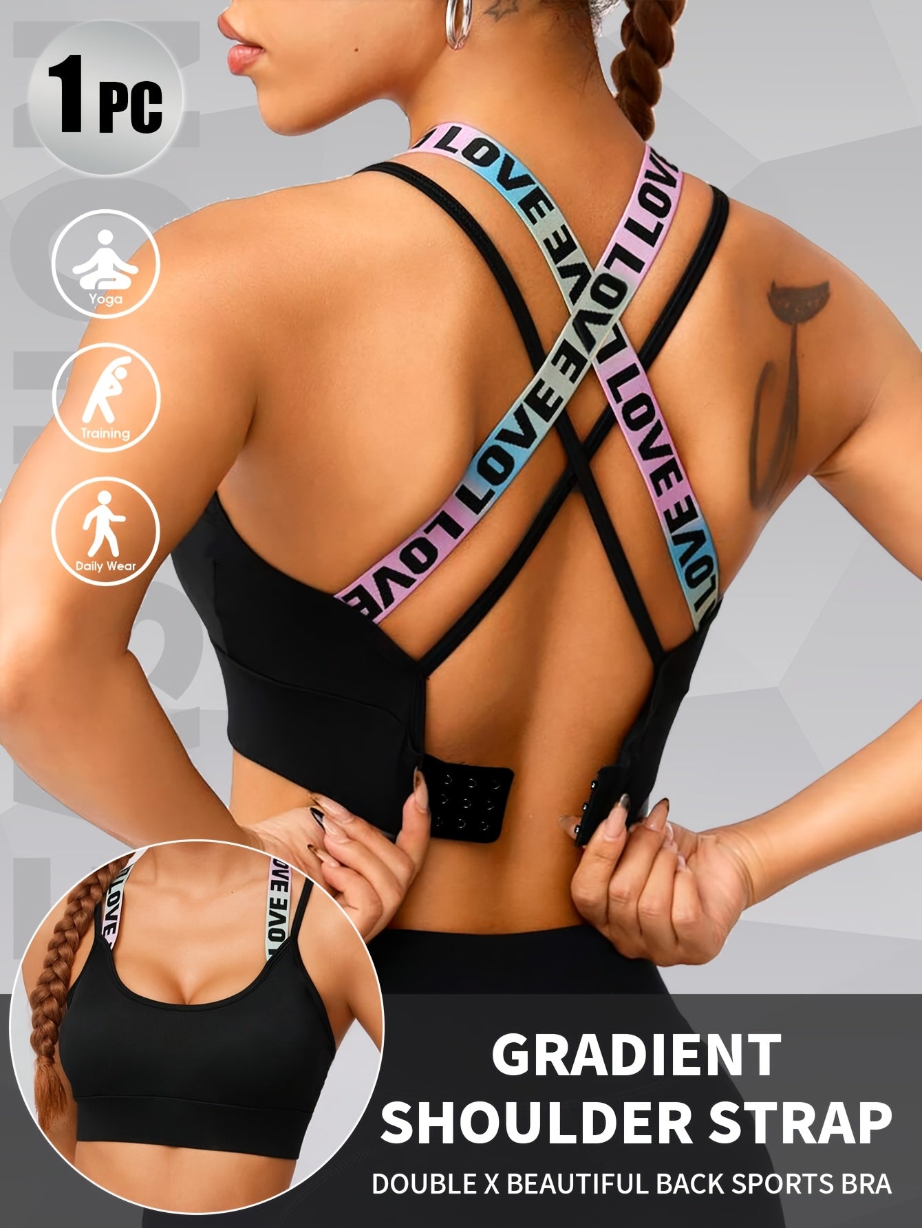 Soutien-gorge de sport croisé dégradé pour femme, sans armatures - Topdecheztop.fr
