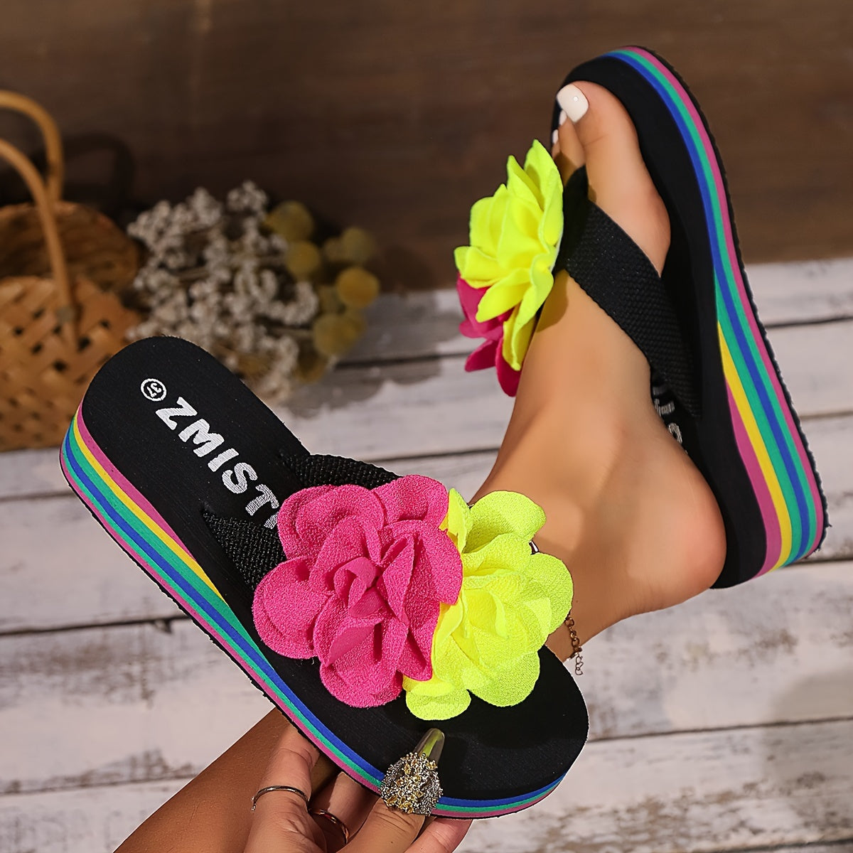 Tongs fleuries pour femmes - Topdecheztop.fr