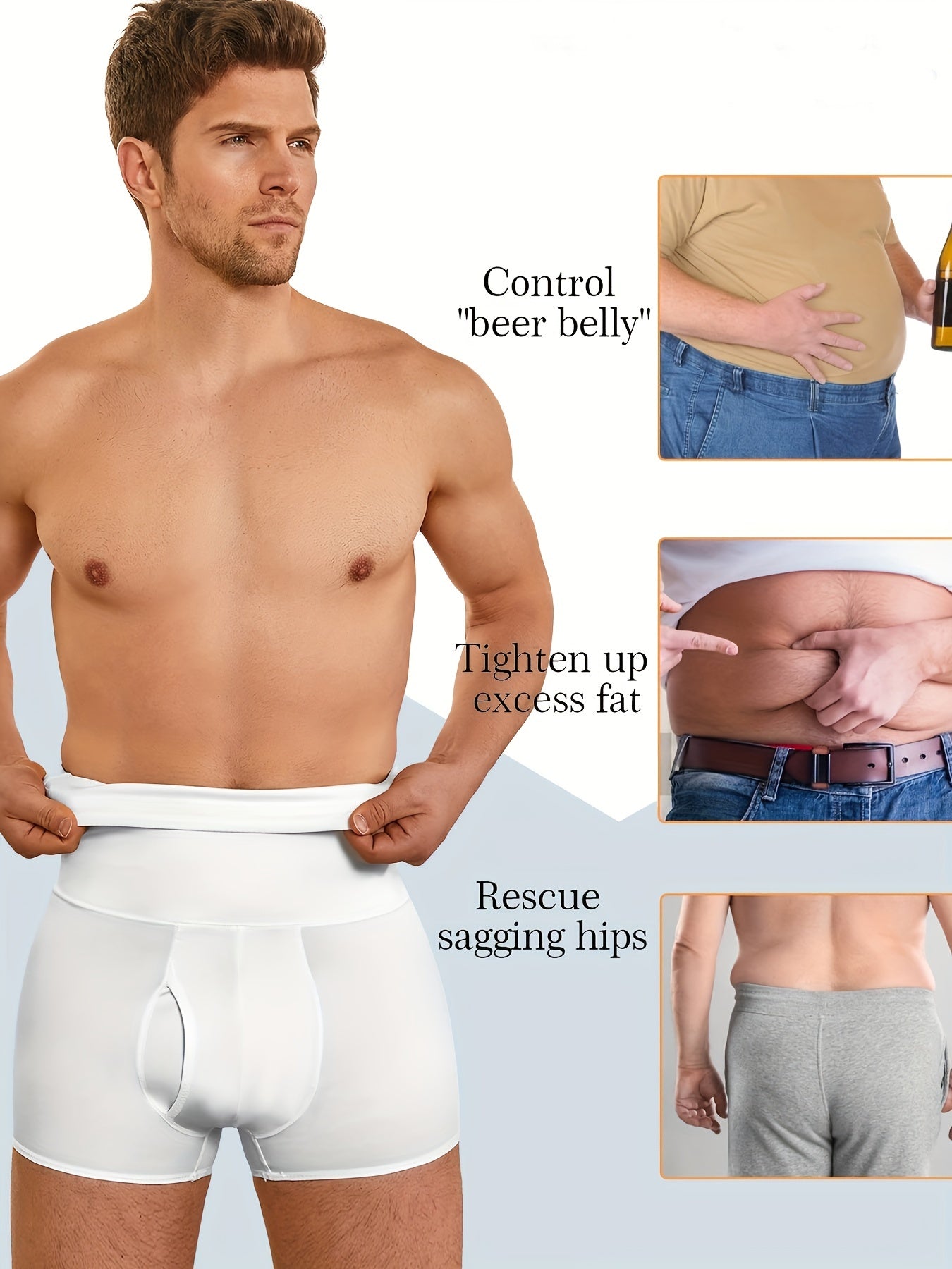 Junlan Men High Waist Slimming Underwear Body Shaper Seamless Boxer Briefs - Topdecheztop.fr