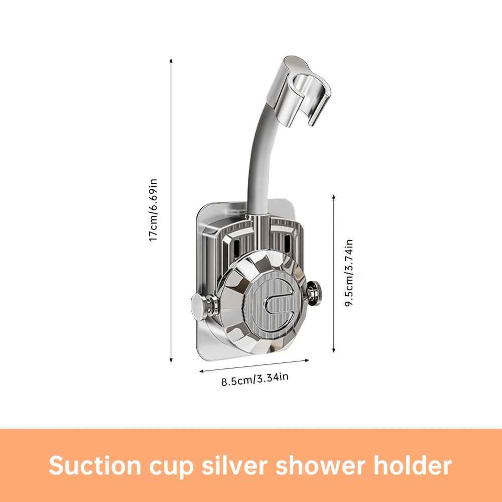 Musurjoy Bathroom Shower System Wall Mounted Showerhead Bracket, Adjustable Angle Showerhead Bracket, Silvery-Black-Gray, No Drill Installation, Wall Mount, Father's Day Gift, New Summer Product