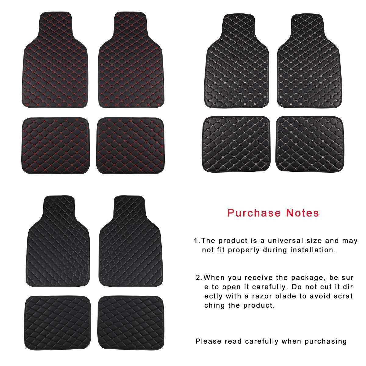 4pcs Heavy-Duty Anti-Slip Car Floor Mats - Full Coverage Driver, Passenger, Rear Seats & Console - PU Leather Non-Slip Surface, Fit for Cars, Trucks, SUVs, Vans - All-Weather Protection, Easy to Clean, Scratch-Resistant Inter