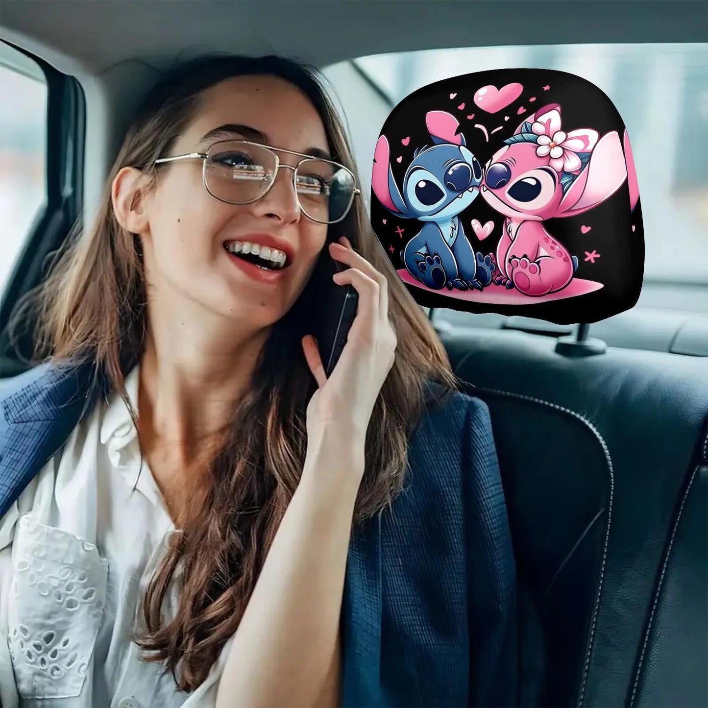 Lot de 2 housses d'appui-tête Disney à motifs Stitch et Lilo