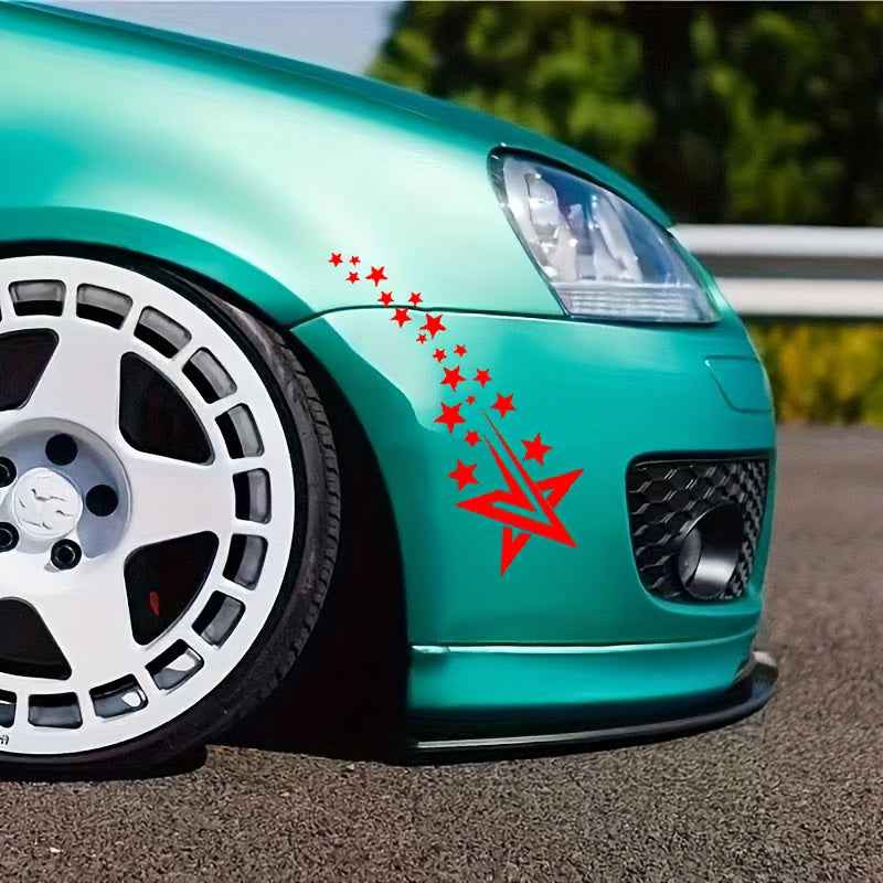 2pcs Car front bumper sports fashion decoration sticker, front and rear bumper scratch cover sticker, car C column fashion sticker, meteor element fashion sticker.