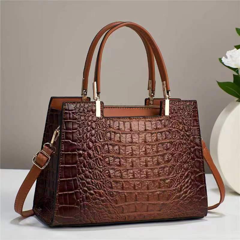Sac à main décontracté à motif crocodile pour femme, grande capacité