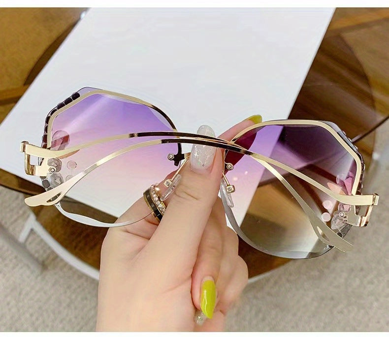 1 paire de lunettes tendance sans monture avec strass - Topdecheztop.fr