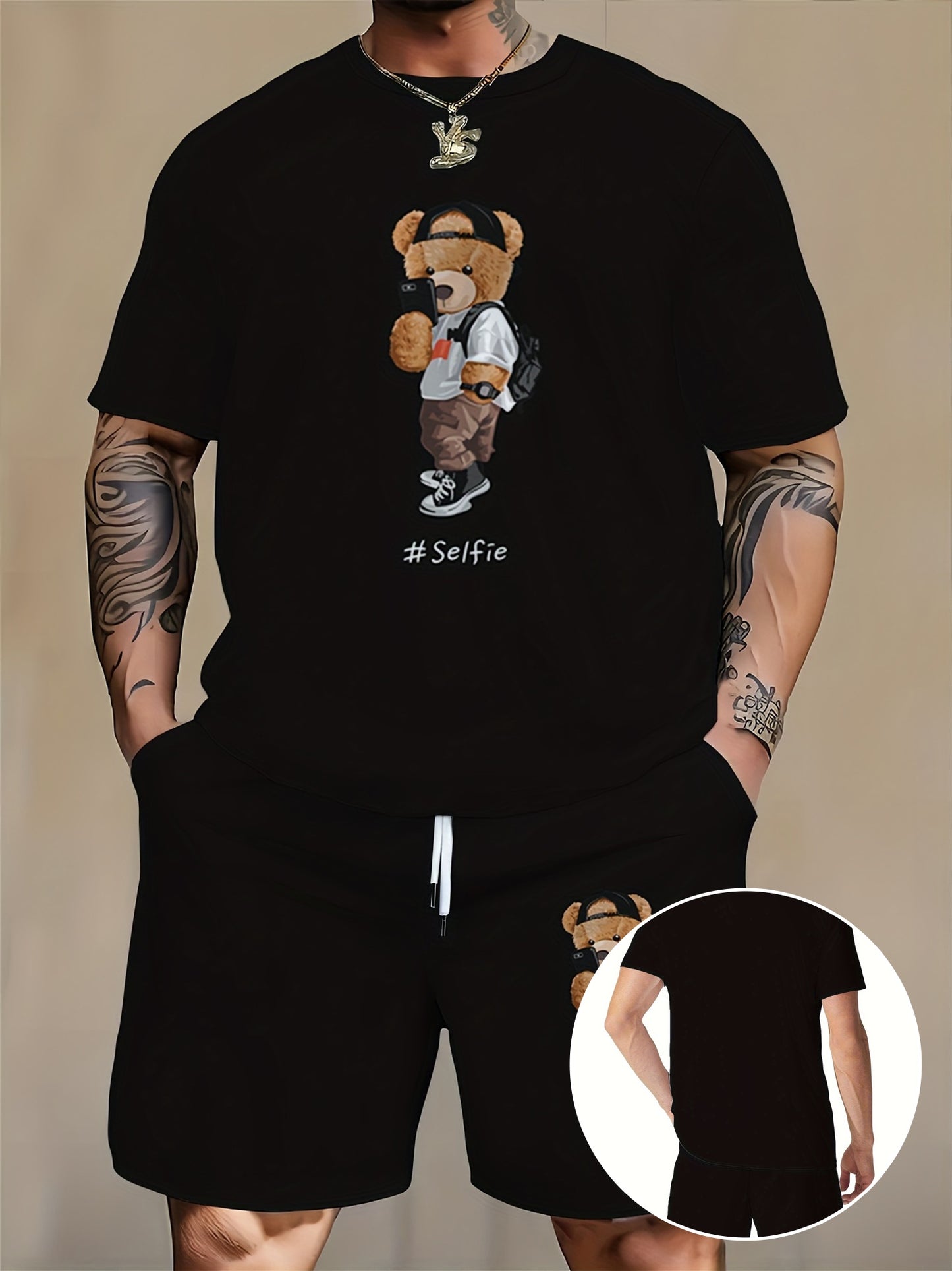 Ensemble t-shirt et short décontractés grande taille pour homme