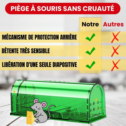 Piège à Souris Vivante - Attrape Souris Humain et Réutilisables avec Trou d'air sans Mécanisme - Installation Facile Maison, Garage, Grenier Jardin - Vert - 2 Pièces