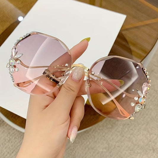 1 paire de lunettes tendance sans monture avec strass - Topdecheztop.fr
