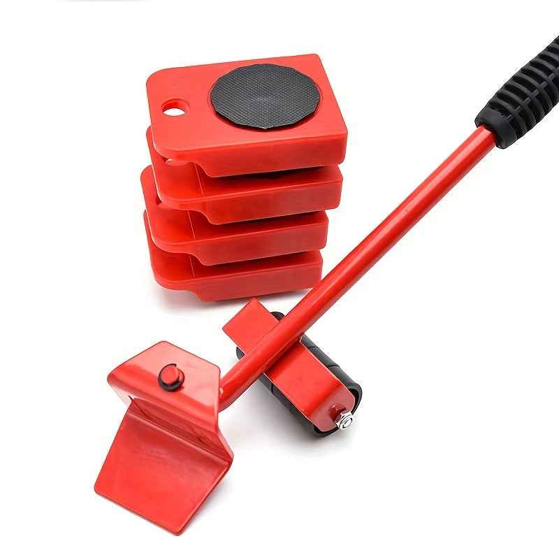 5pcs Heavy-Duty Furniture Lifter Set, Metal Furniture Moving Rollers with 360-Degree Rotating Pads, Easy Glide Sofa and Appliance Mover Tool Kit