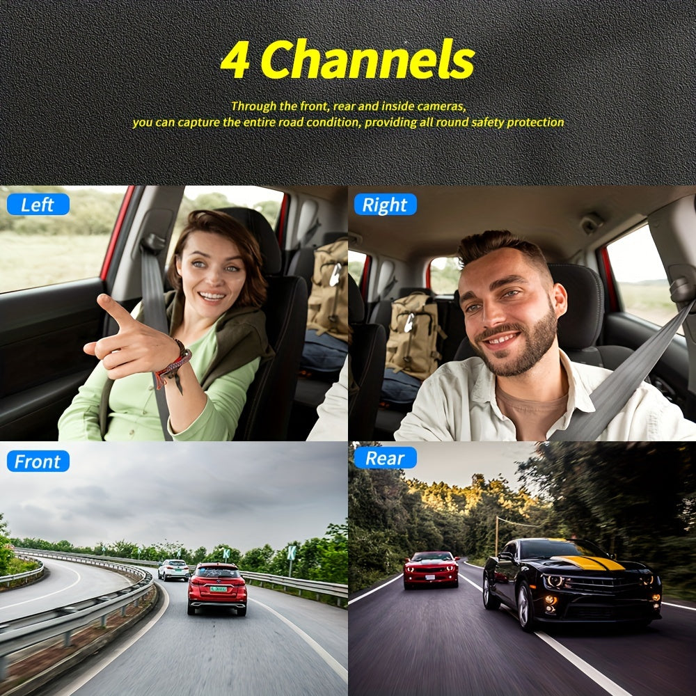 Caméra embarquée 4 canaux 64G pour voiture - Enregistreur vidéo DVR WiFi