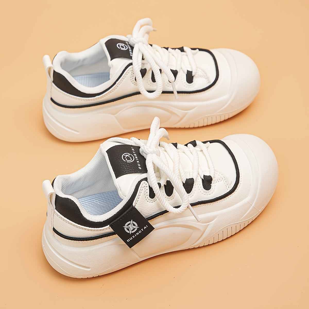 Four Seasons Trendy Ins Shoes for Women, Small Size Height Increase Shoes, Student White Shoes, Thick Sole Board Shoes for Women