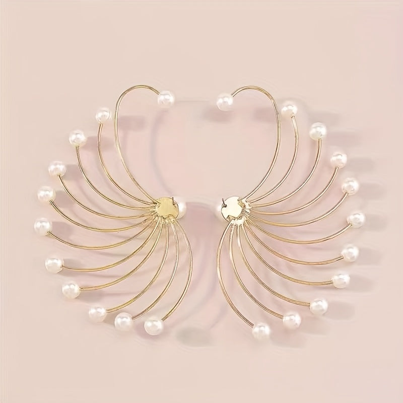 1 paire de boucles d'oreilles pendantes élégantes en forme d'éventail - Topdecheztop.fr