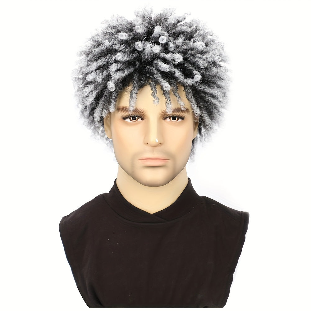 Perruque dreadlocks Saisity pour homme - Perruque synthétique courte afro