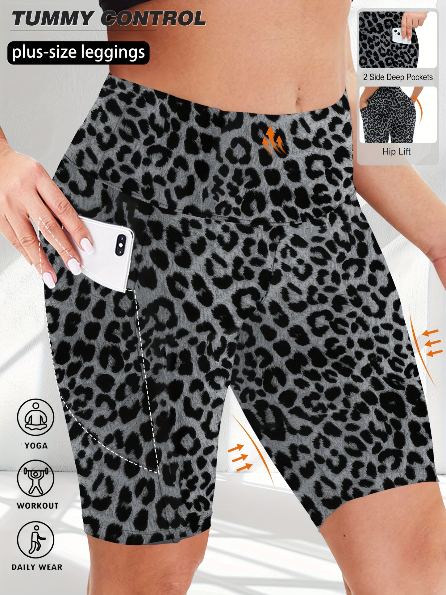 Lot de 3 bermudas taille haute avec poches en forme de lune, grande taille - Topdecheztop.fr