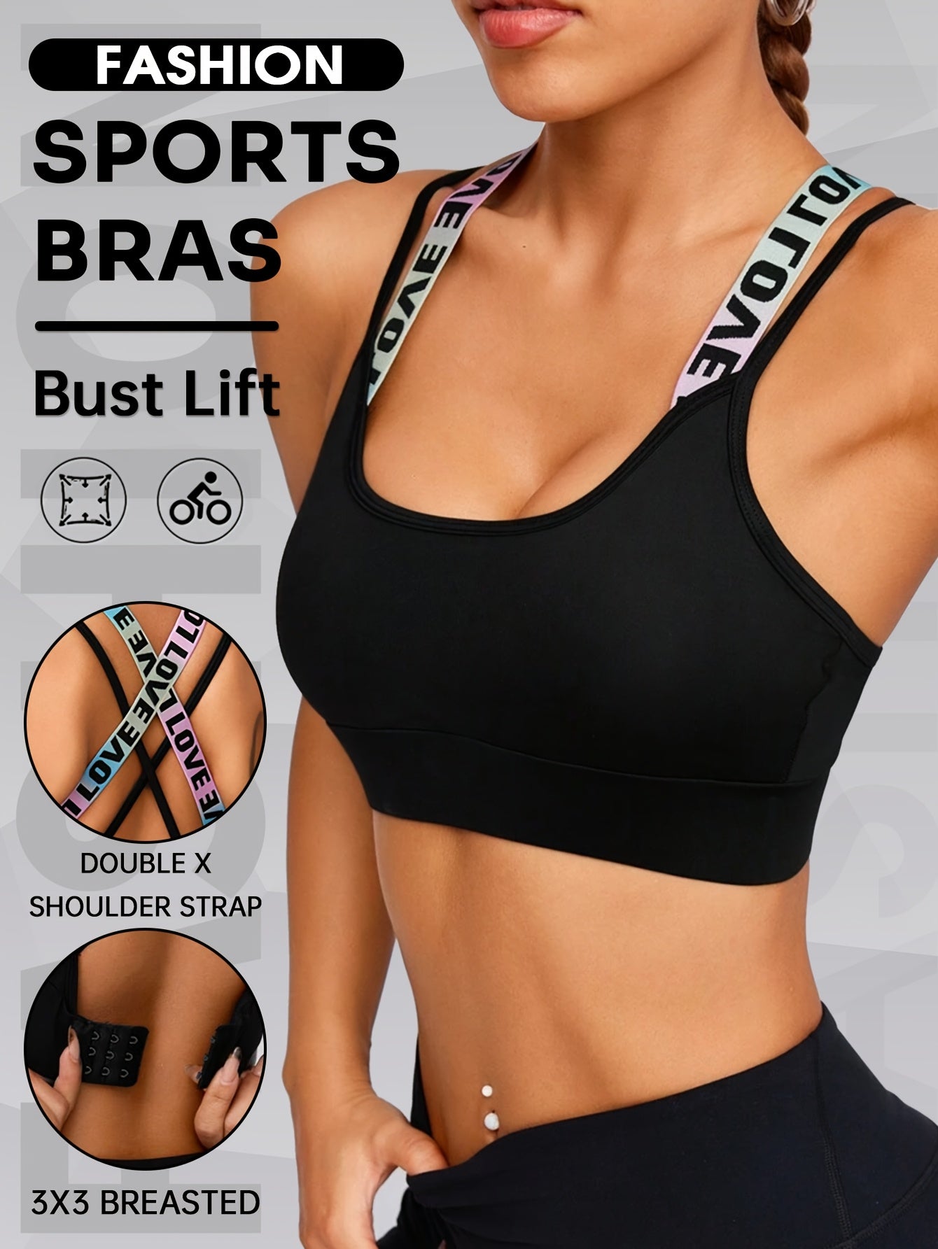 Soutien-gorge de sport croisé dégradé pour femme, sans armatures - Topdecheztop.fr