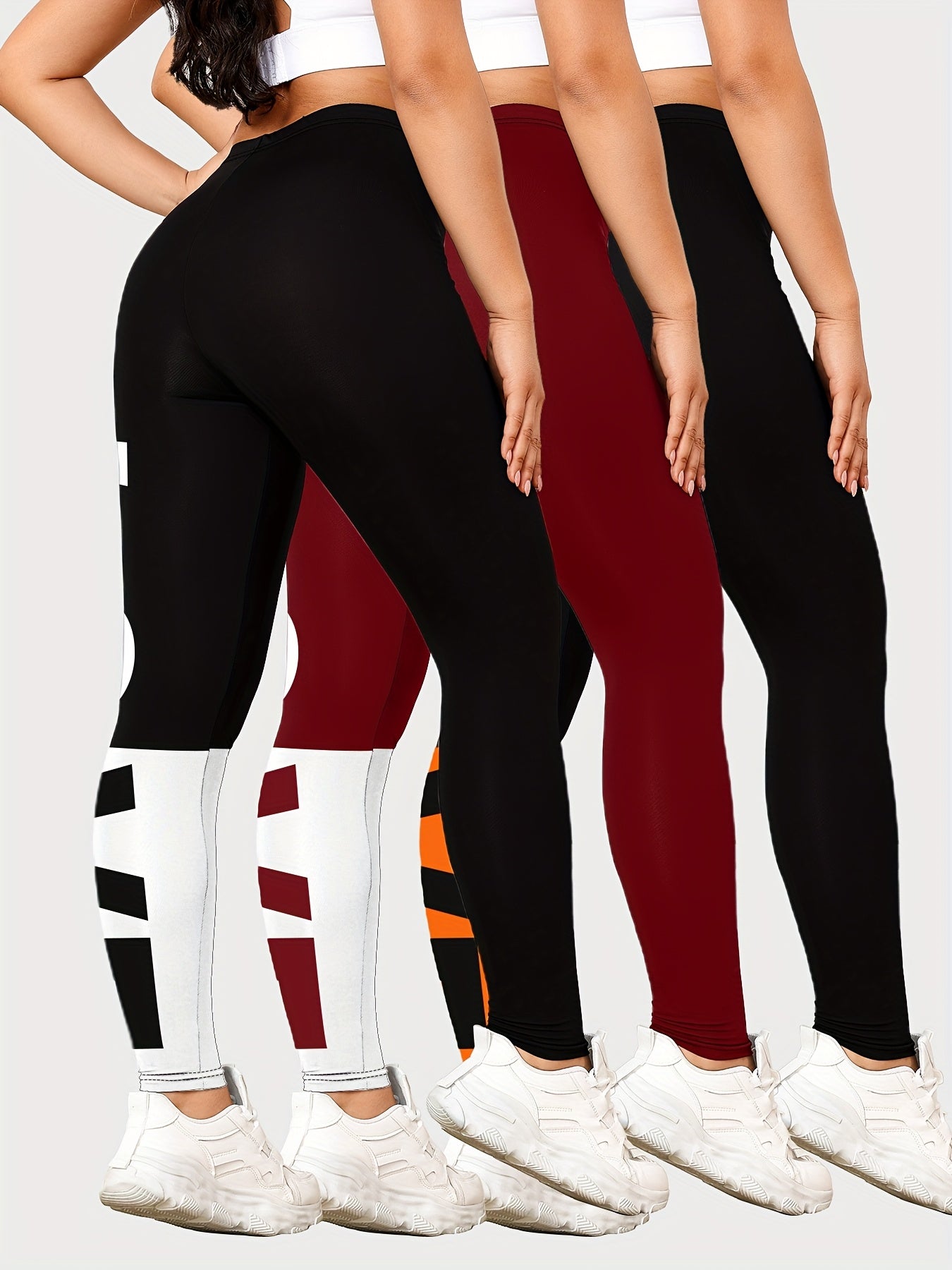Lot de 3 leggings de course et de yoga taille mi-haute pour femmes - Topdecheztop.fr