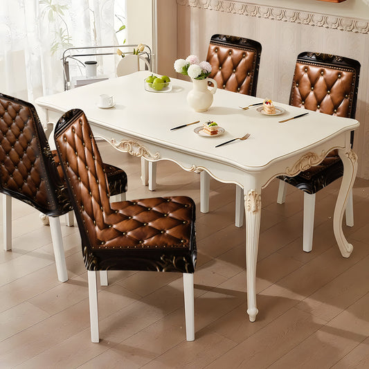 Lot de 6 housses de chaise en similicuir à carreaux losanges, amovibles