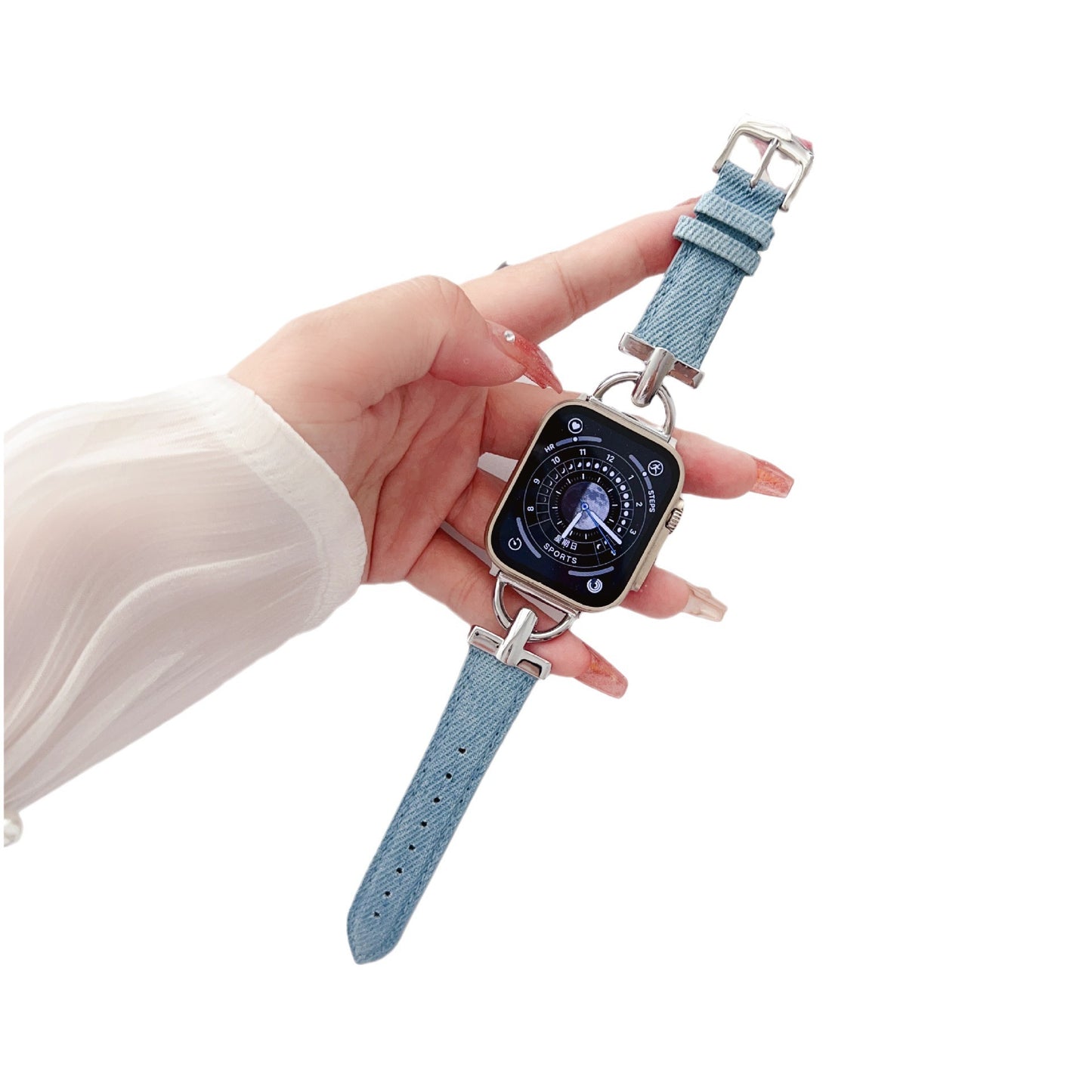 Nouveau bracelet fin en denim en métal