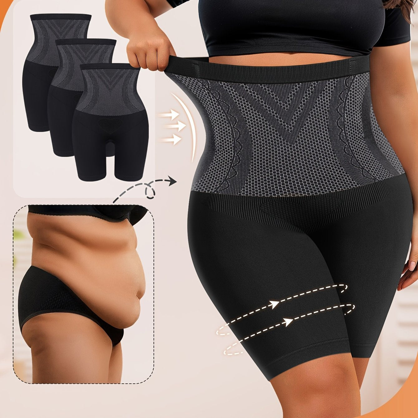 3-Pack Plus Size Women's Shaping Panties, High Elasticity Briefs - Topdecheztop.fr