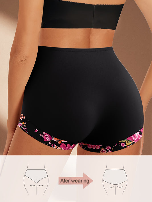 Lot de 4 boxers taille haute élégants à imprimé floral romantique pour femme