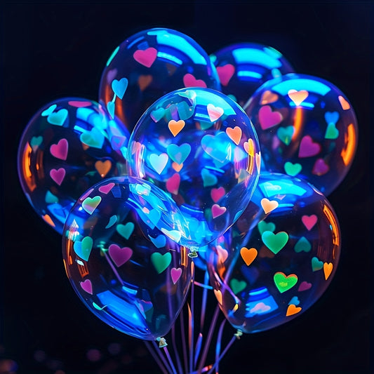 Lot de 20 ballons fluo phosphorescents en forme de cœur - Topdecheztop.fr