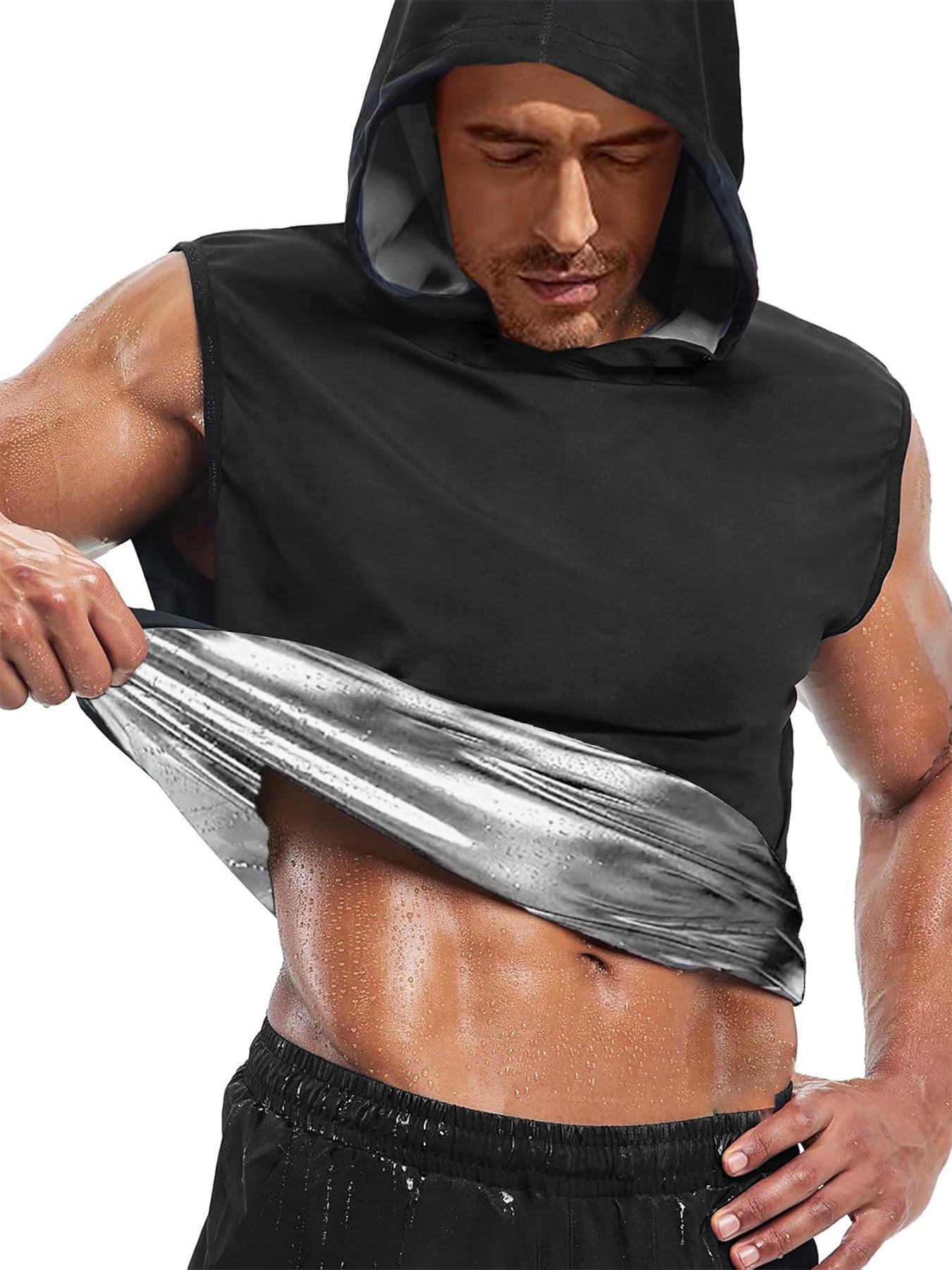2025 UPGRADED Men'S Hooded Sweatshirt Vest - Heat Trapping Pullover for Gym & Exercise - Compression Top with Adjustable Straps, Ideal for Sauna & Cold Weather - Gift for Father or Boyfriend, Gym Wear | Adjustable Strap Vest - Topdecheztop.fr