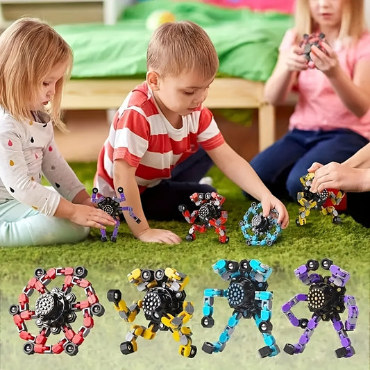 Robot transformable coloré en lot de 4 pièces | Toupie amusante