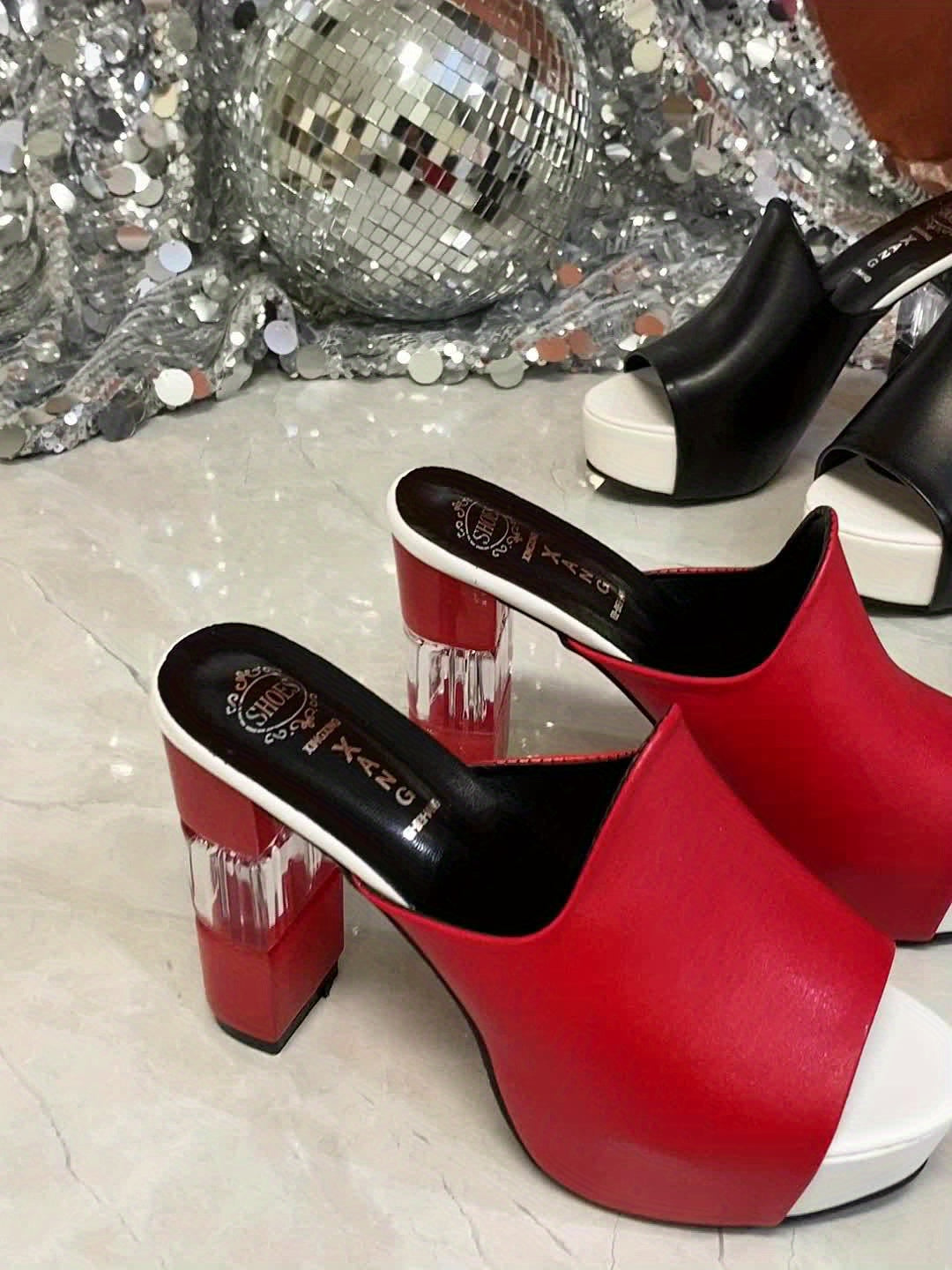 1 paire de sandales élégantes à talons hauts et épais pour femme