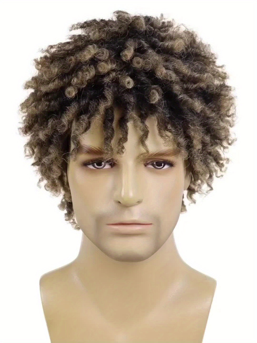 Perruque dreadlocks Saisity pour homme - Perruque synthétique courte afro