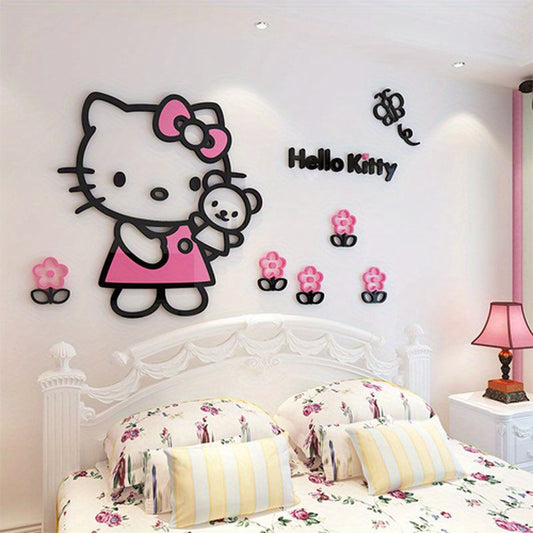 For Hello Kitty 3D Wall Sticker Set, Contemporary Style Acrylic Wall Decals, Waterproof Cartoon Murals, with for Bedroom, Living Room, Classroom, Party Decor, and Unique Birthday & Christmas Gift - Topdecheztop.fr