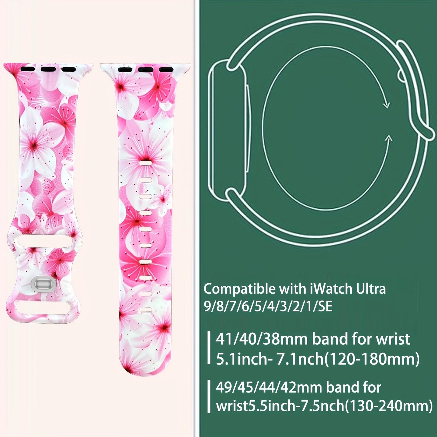 Bracelet de montre imprimé floral - Topdecheztop.fr