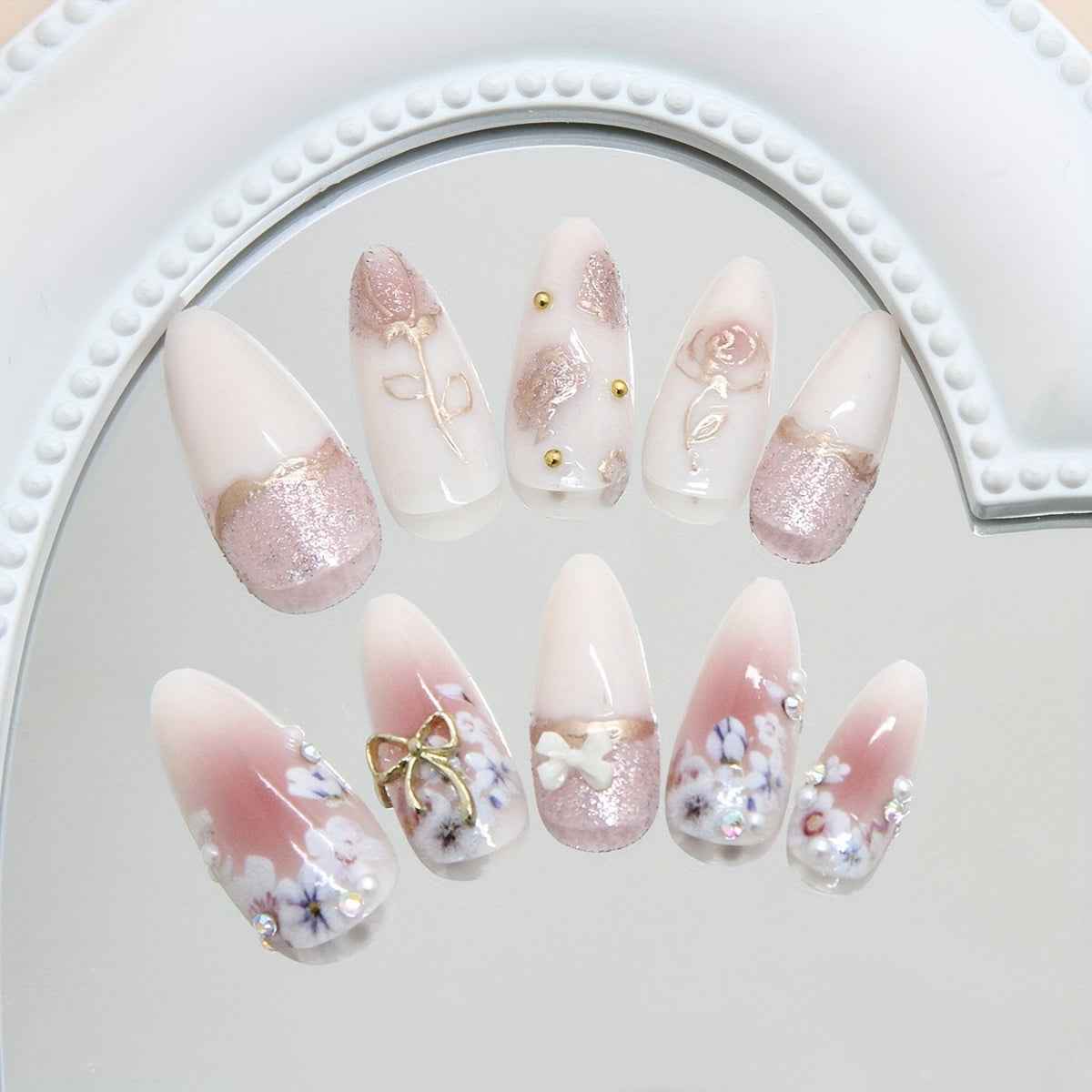 Three-Dimensional Floral Blush with a Bow And Sparkling Diamonds, Exuding a Gentle And Elegant Vibe, Suitable for Women in a Western Style, Featuring Detachable Wear.